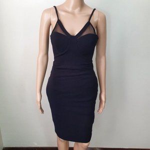 Passion fusion midi dress Sze 8 black Mesh Cami cup detail bodycon cocktail sexy